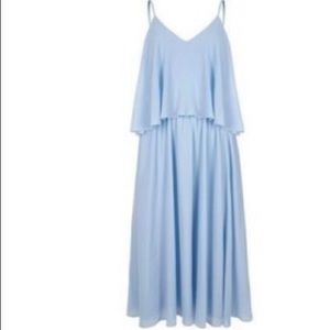 Off the Shoulder Powder Blue Midi Dress